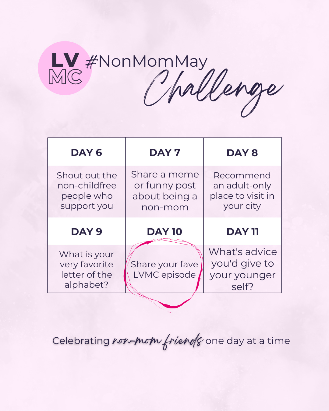 LVMC #NonMomMay Challenge with 6 new prompts