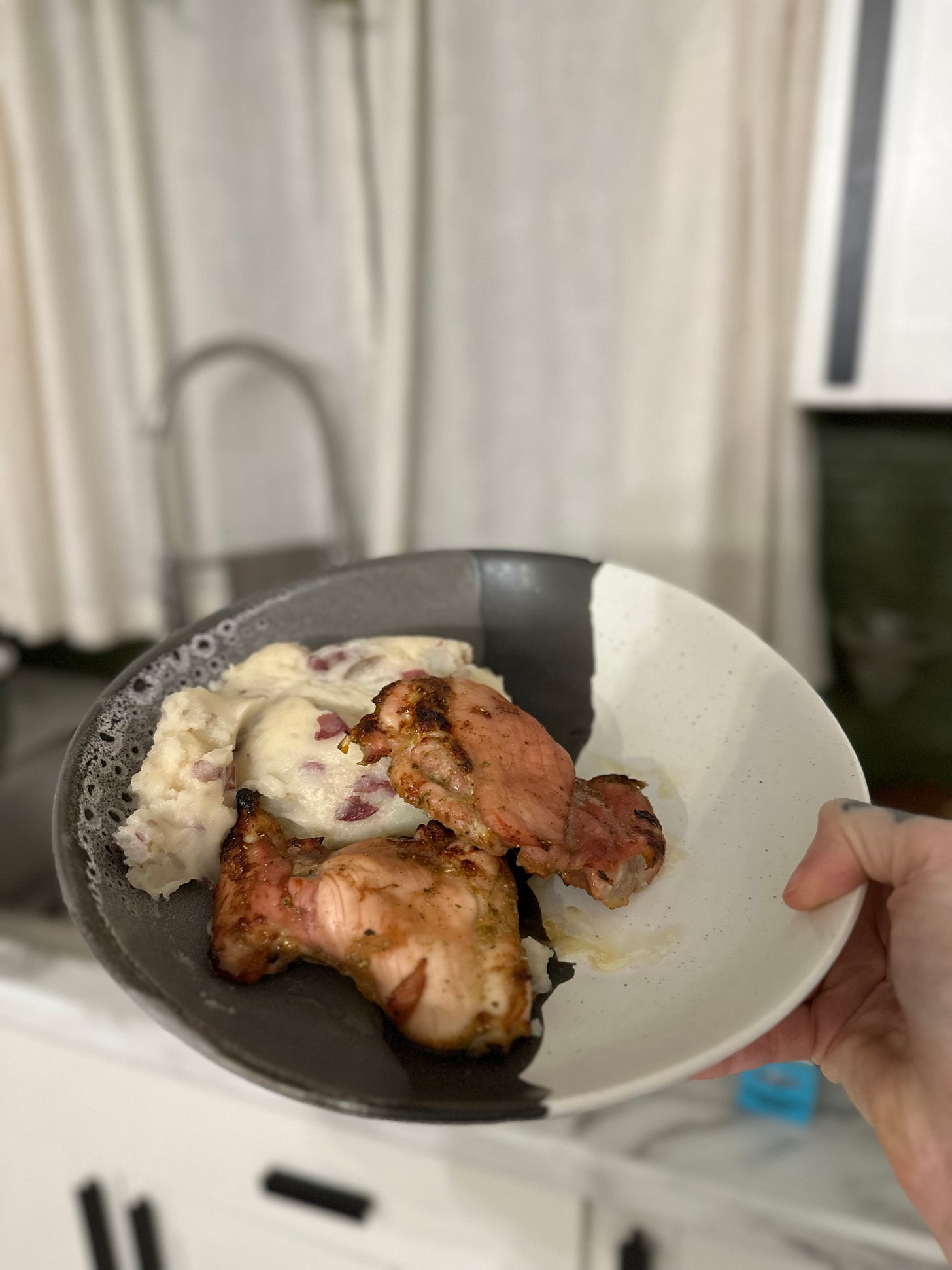 Baked Chicken Thighs with Boiled Red Potatoes and Steamed Veggies