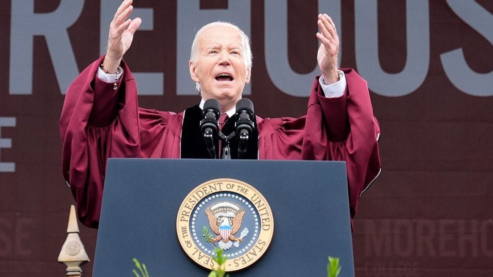 Biden delivers Morehouse commencement address amid campus tumult, declining  Black support