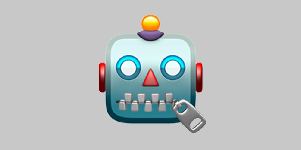 A robot emoji combined with the zipper face emoji.