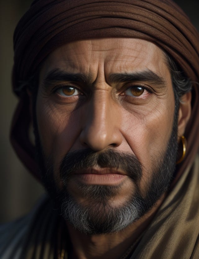 cinematic award winning portrait of a man from ancient mesopotamia, hyper realistic, shot on DSLR, Canon colors