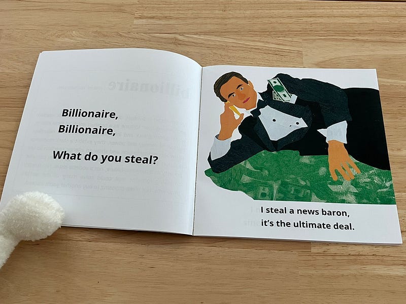 A page from the book, Billionaire, Billionaire, What Do You Steal?