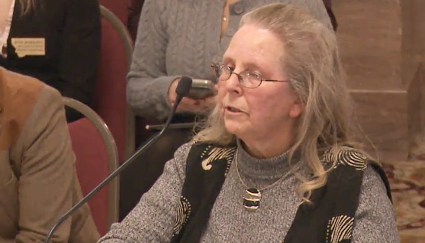 Mary Kay DeMers, Helena Chapter president of the Montana Landlords Association, speaking at the SB 101 hearing.