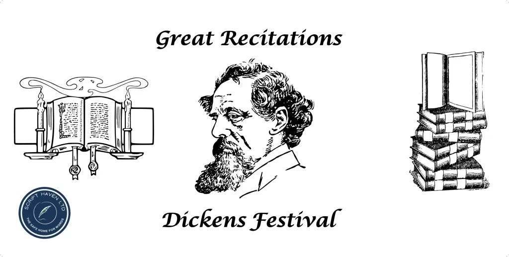 Great Recitations Dickens Festival logo of Script Haven Ltd