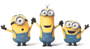 A sample picture of Minions, yellow creatures in overalls and goggles from the movies.