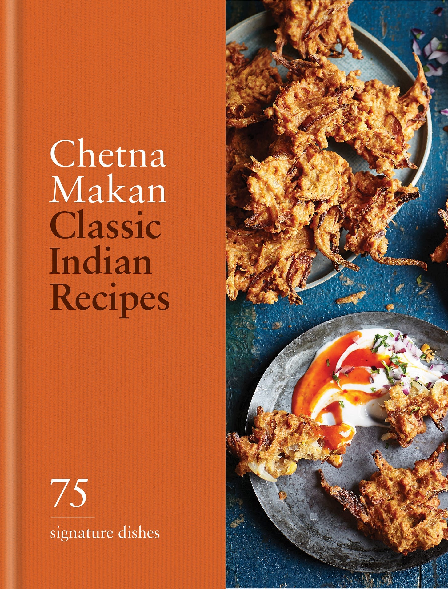 Plates of pakoras on cover of Classic Indian Recipes.