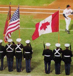 upside down canadien flag world series