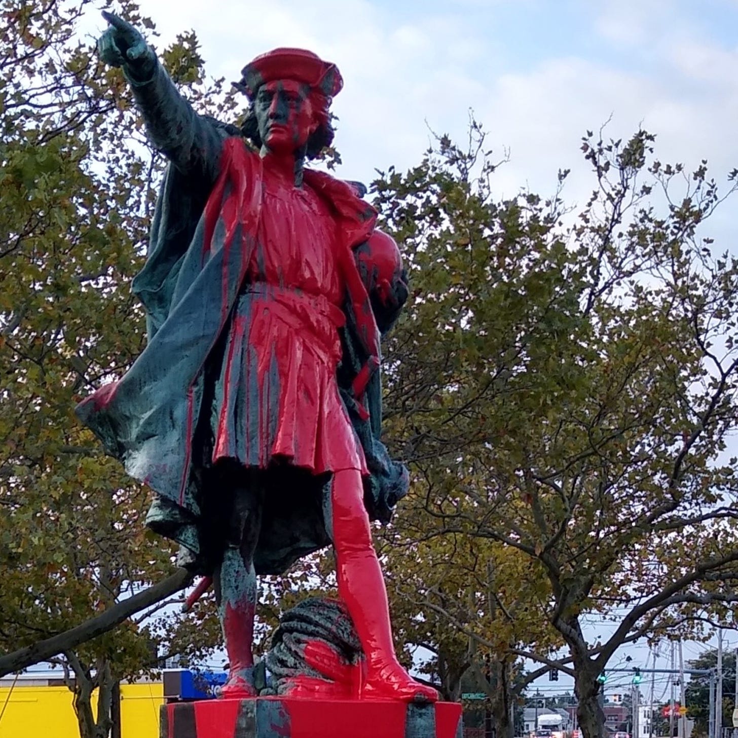 Stop celebrating genocide': Vandals target Columbus statue in Rhode Island