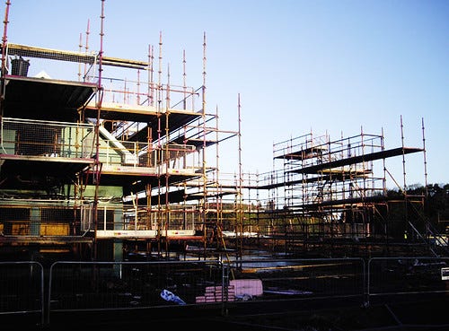 Scaffolding on a Large Building Site