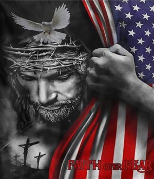 Faith over fear Jesus American Flag Patriot Christian T Shirt