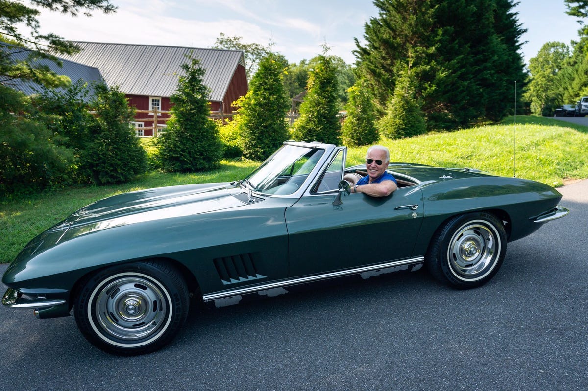 Biden takes his Corvette and an electric Ford truck for speedy spin