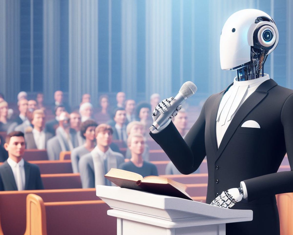 Robot giving a sermon