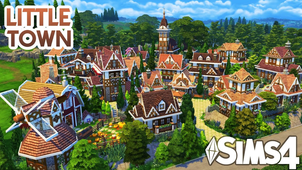 LITTLE TOWN - Tiny Village | Sims 4 Speed Build - YouTube
