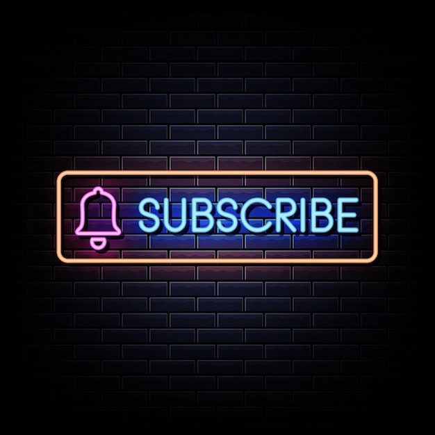 Premium Vector | Neon Subscribe button Bright glowing Subscribe button