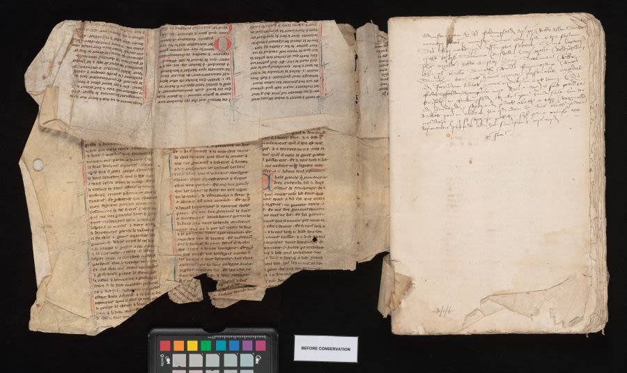 ancient pages from a manuscript about Merlin