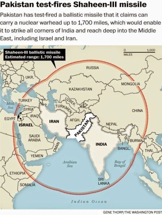 Shaheen III Range Map