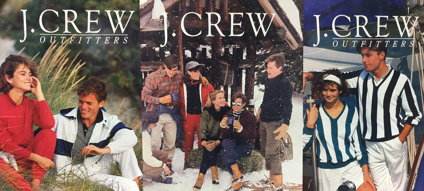 three covers of J Crew catalgoues from the 1990s