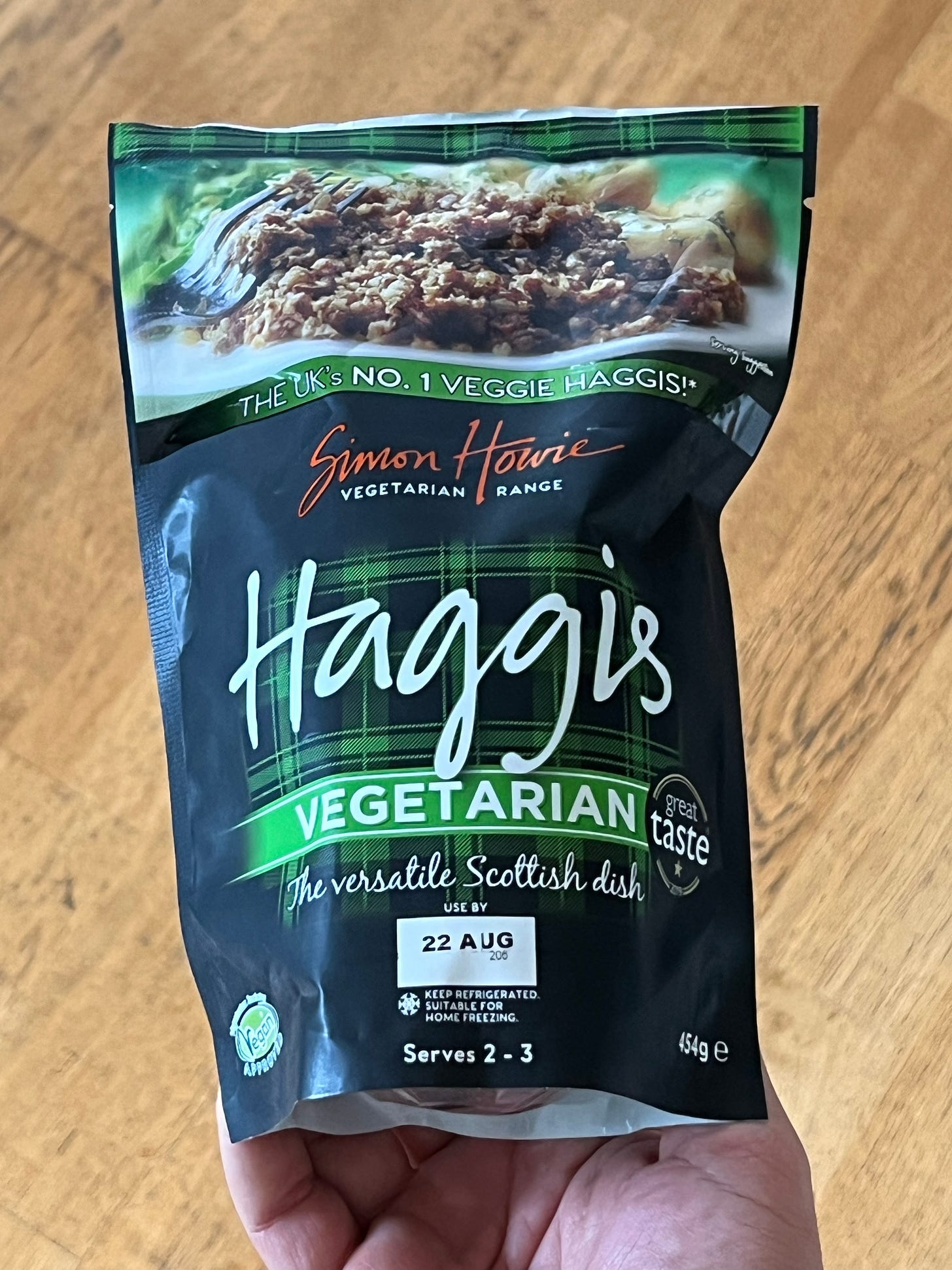 A bag of vegetarian haggis