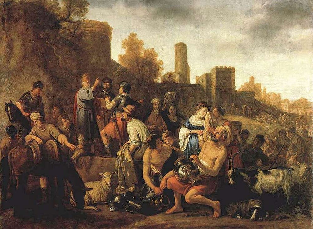 17th century painting of Moses ordering the slaughter of the Midianites.