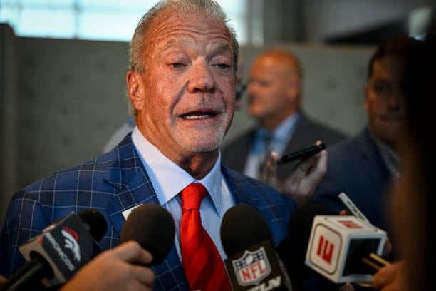 Indianapolis Colts owner Jim Irsay speaks during an NFL special league meeting at the JW Marriot in Bloomington on Tuesday, August 9, 2022. The...