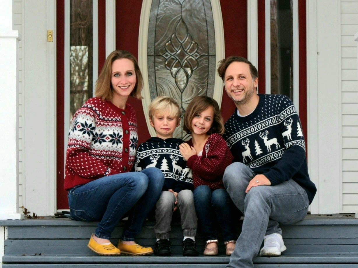 Holiday card outtakes, featuring a not-very-happy kid.