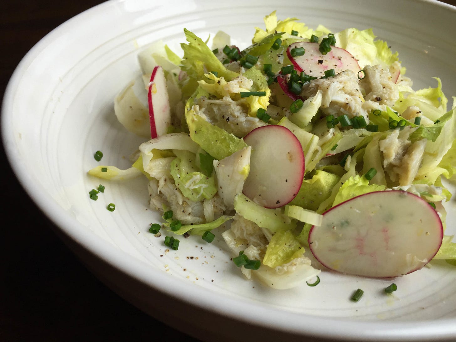 Celery, endive and crab salad