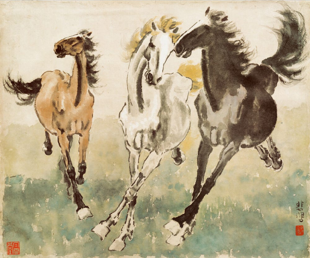 Xu Beihong: Three Galloping Horses – China Online Museum