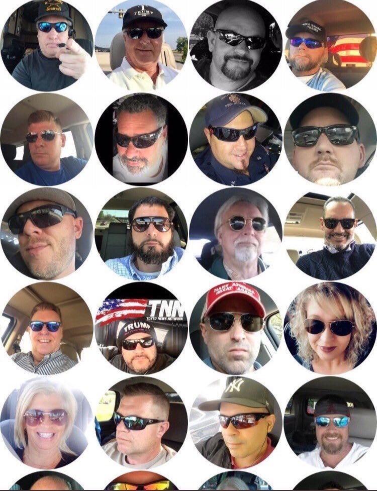 Hot Take Appreciator on Twitter: "Does anyone have that collage of  right-wing boomer reply guys/gals where they're all in cars wearing  wraparound sunglasses" / Twitter
