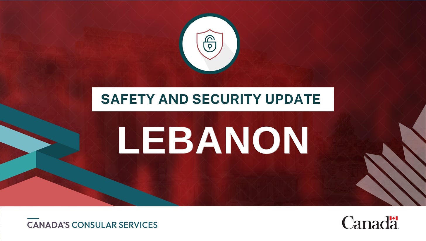 canadian travel advisory lebanon