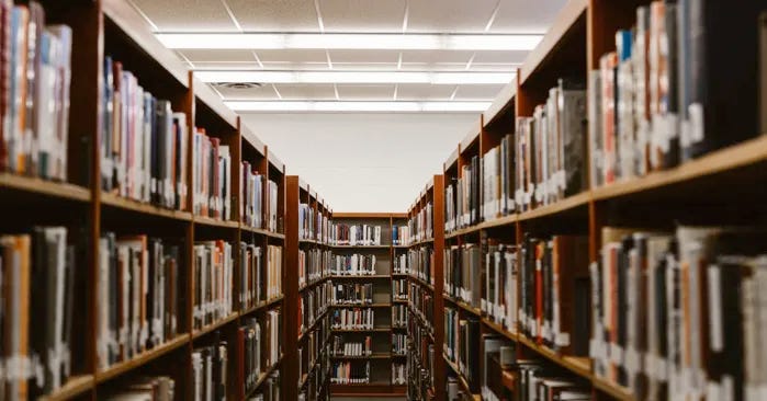 photo of a library aisle
