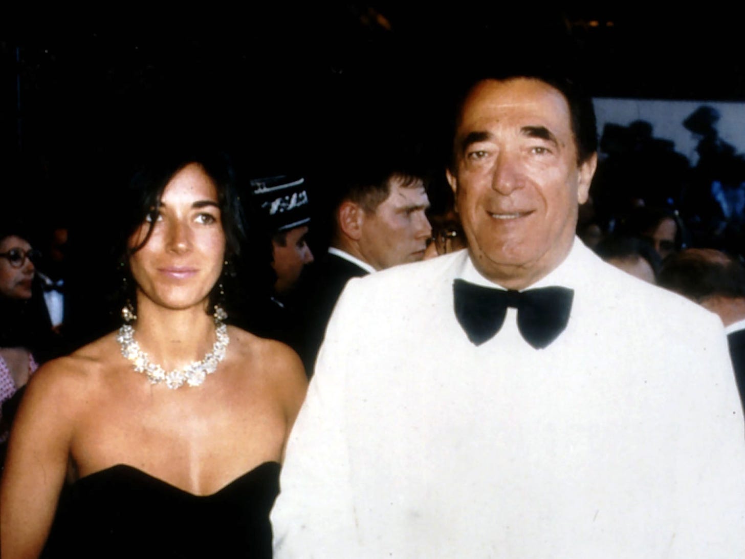 <p>Robert Maxwell and his daughter Ghislaine in 1990</p>