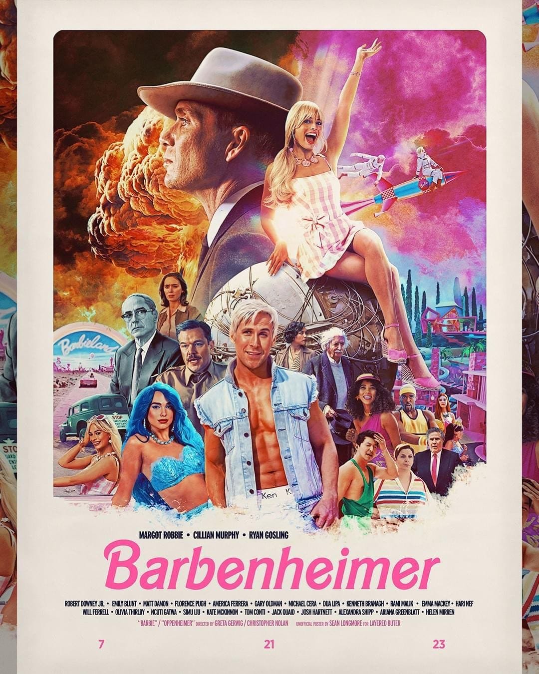 Barbenheimer' es una realidad: así es el brutal poster que fusiona 'Barbie'  y 'Oppenheimer' en una misma película