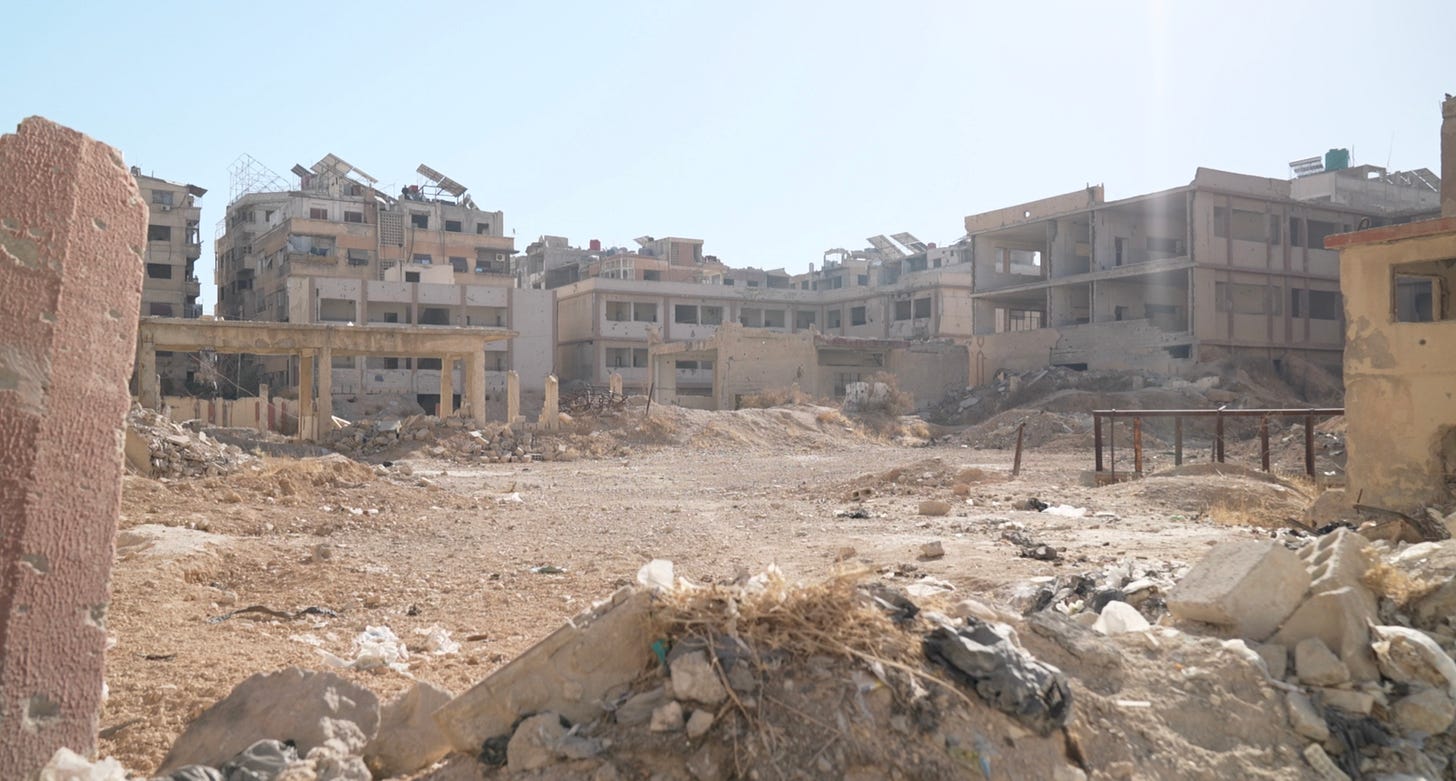 Destroyed school in Douma, Syria