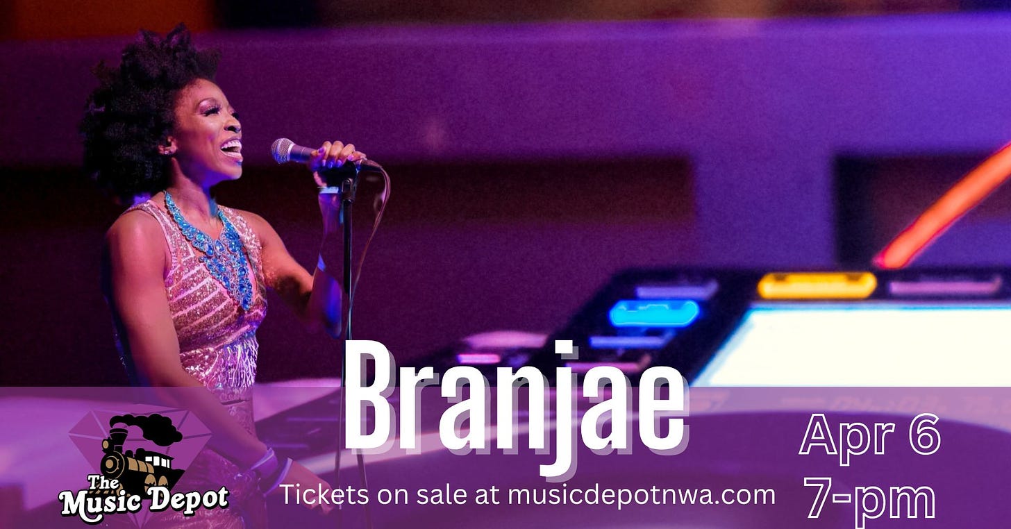 May be an image of 1 person, musical instrument and text that says 'Ⅲ The Music Depot Branjae Apr 6 Tickets on sale at musicdepotnwa.com 7-pm'