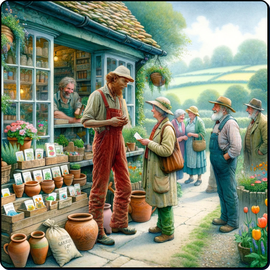 Farmer Jeff tending to his shopfront