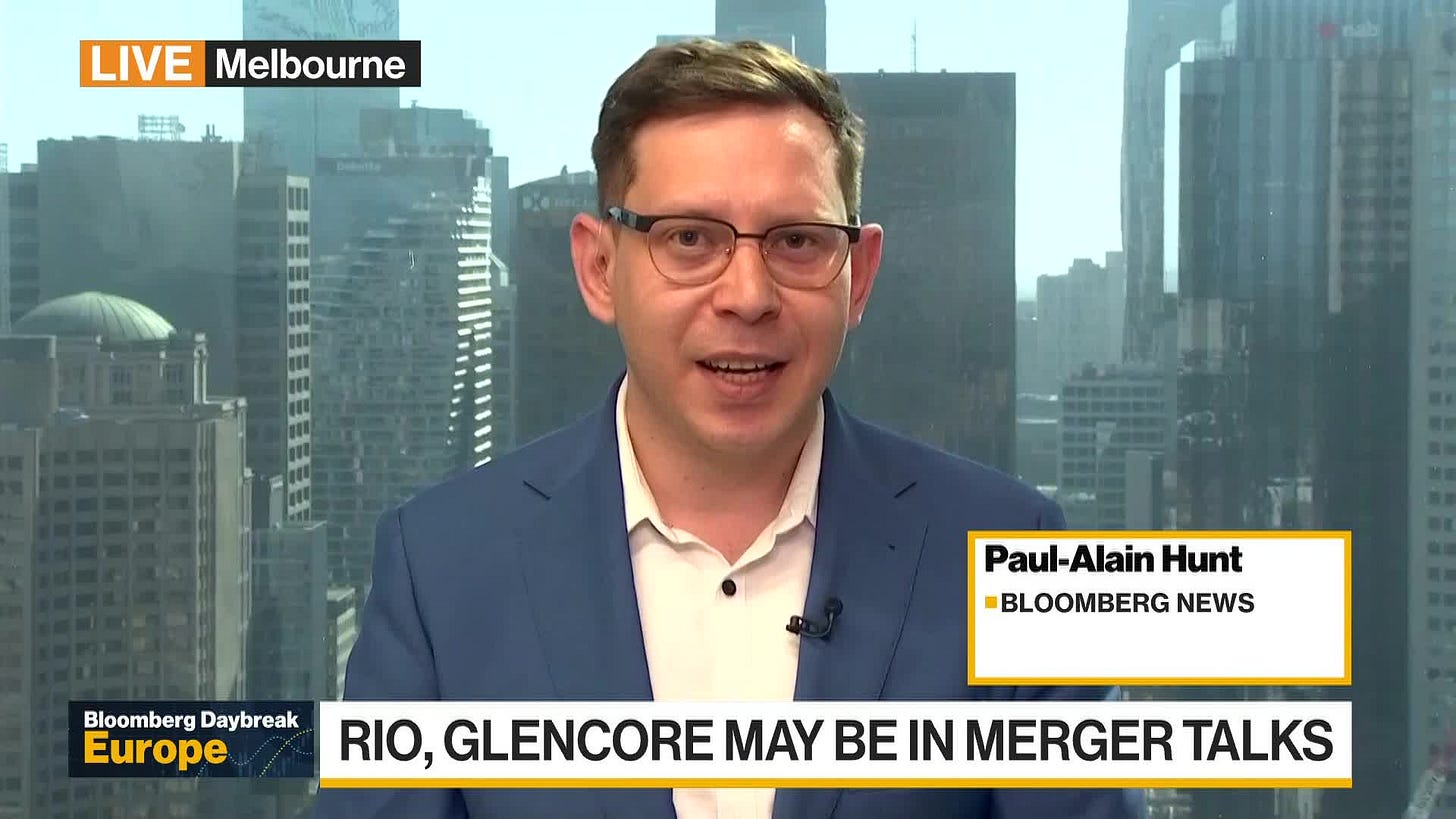 Rio Tinto, Glencore (GLEN LN) Discuss Potential Combination - Bloomberg