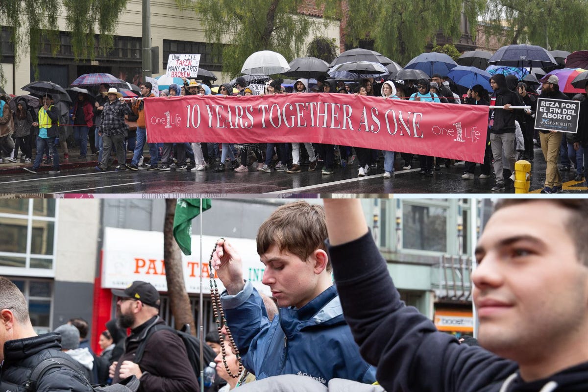 Top: OneLife LA 2024 Bottom: Walk for Life West Coast 2024 Credits: Sarah Josephine Yaklic/Archdiocese of Los Angeles; Jose Aguirre/ Walk for Life West Coast