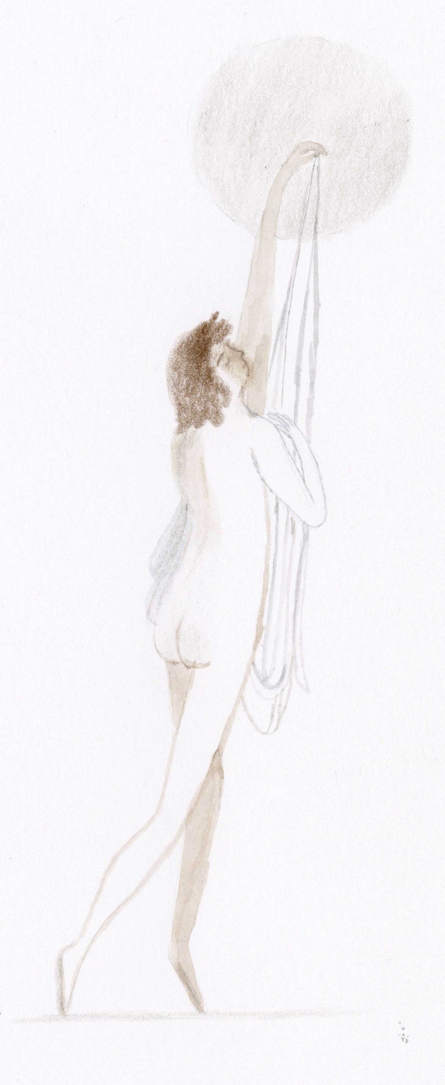 figure drawing sketch of nude model reaching upward Vivien Mildenberger