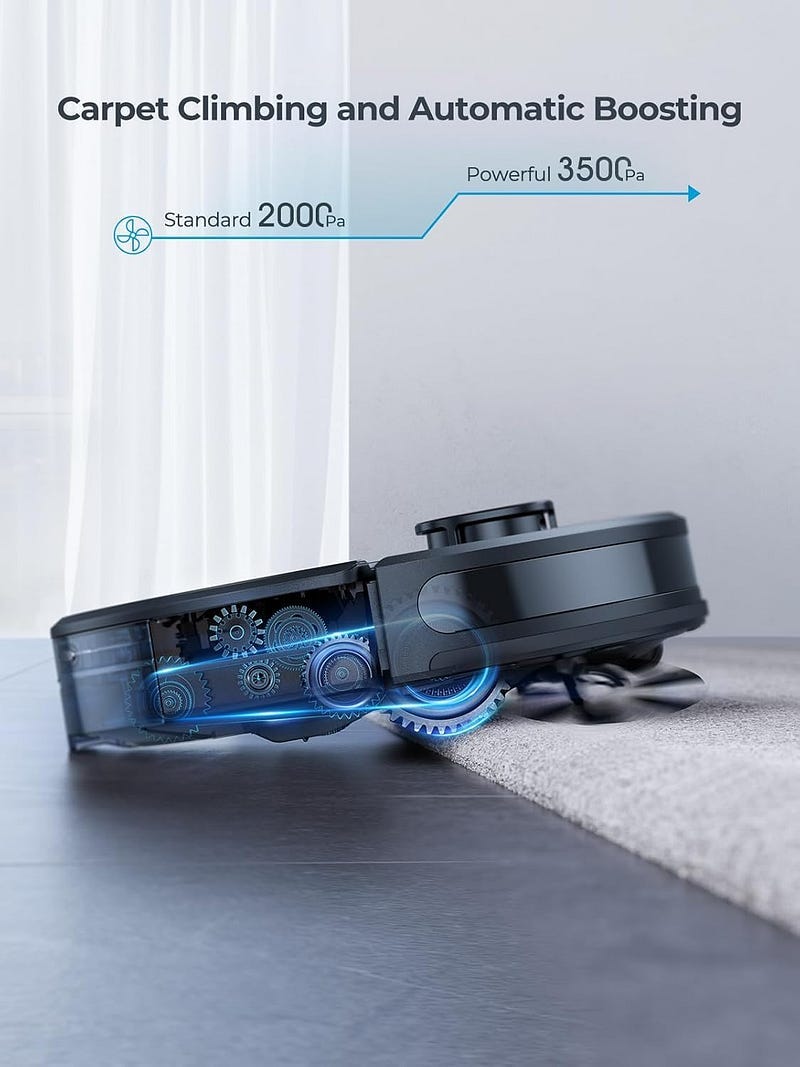 Robot Vacuum, 3 in 1 Robotic Vacuum Cleaner with Self-Emptying Station for 60 Days, LiDAR Navigation, 3500Pa Suction, WiFi/APP/Alexa, Ideal for Pet Hair, Carpet and Hard Floor