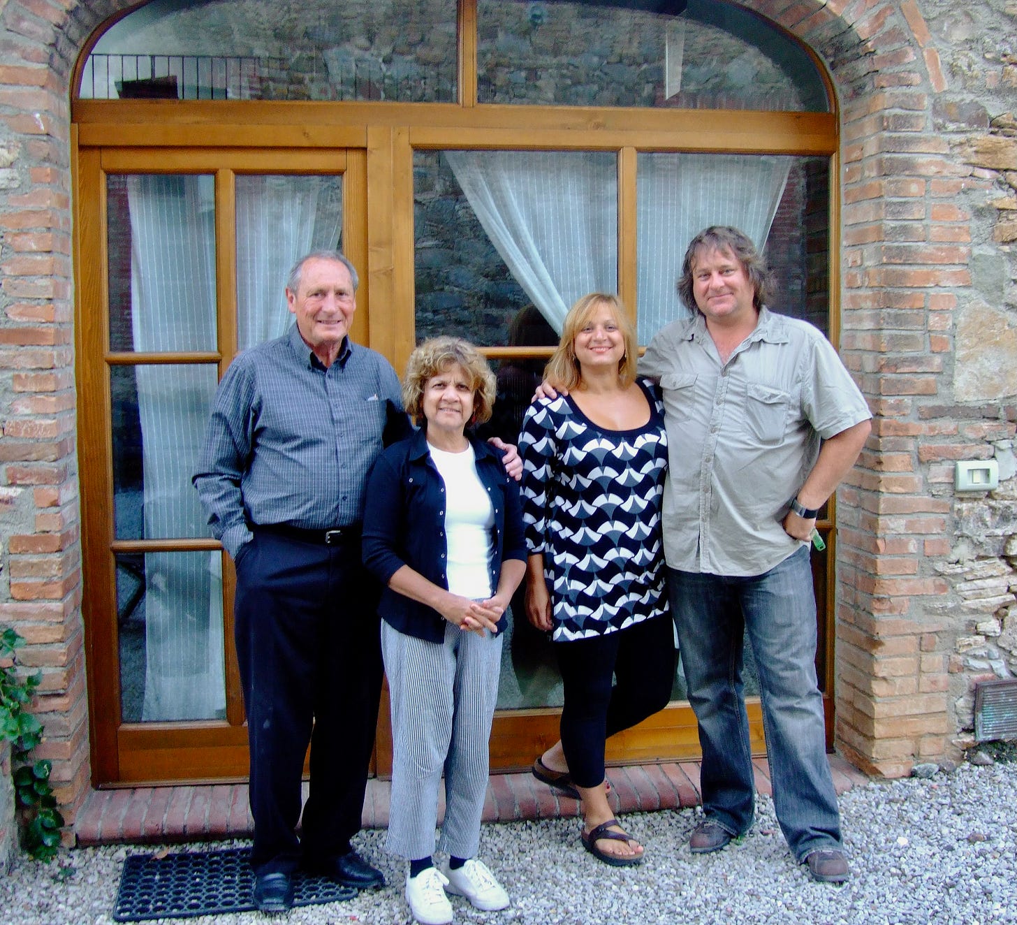 Parents-in-law Trevor and Christine with Sarah and Jowi at Villa Buoninsegna in Tuscany