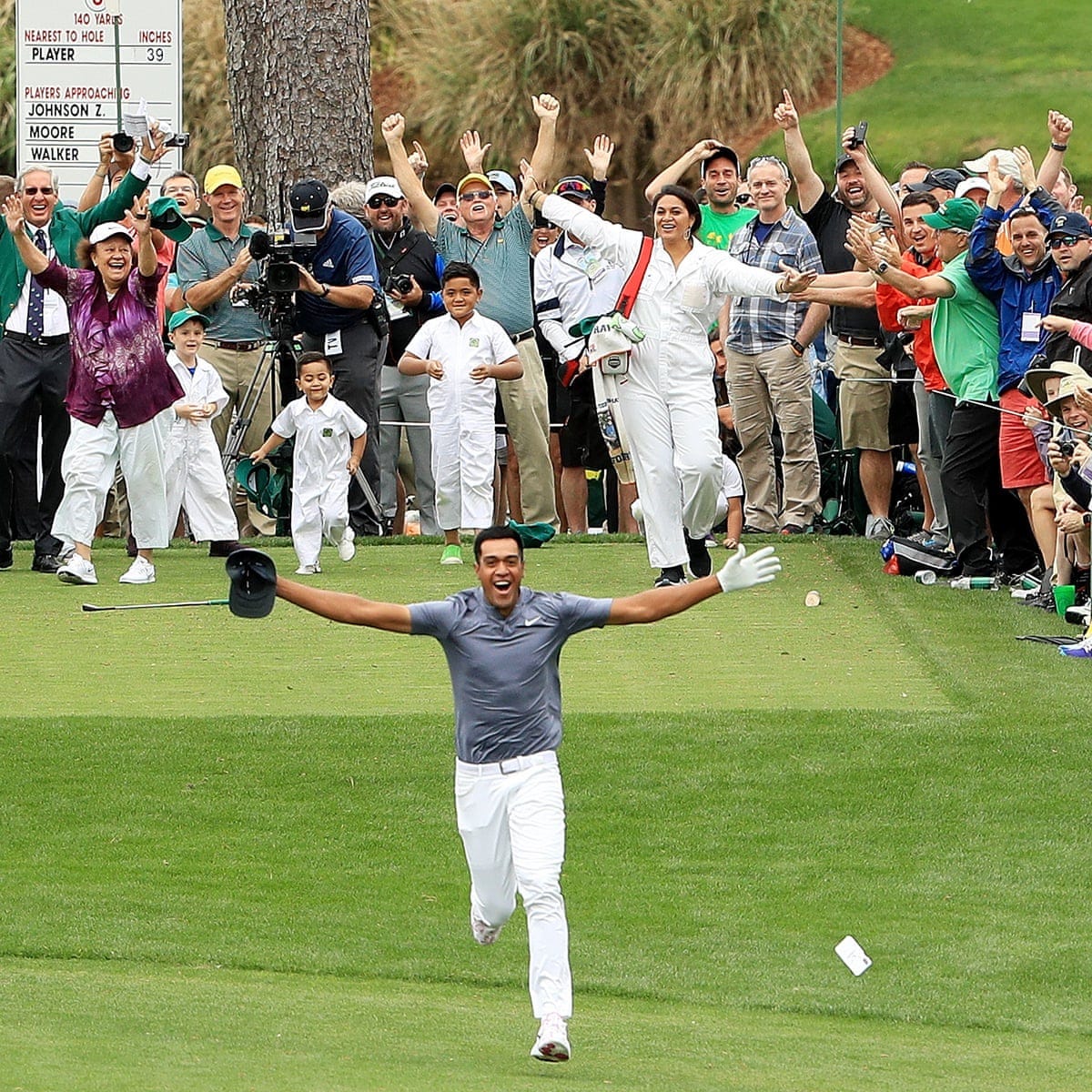 Tony Finau may miss Masters debut after hole-in-one celebration injury |  Masters 2018 | The Guardian