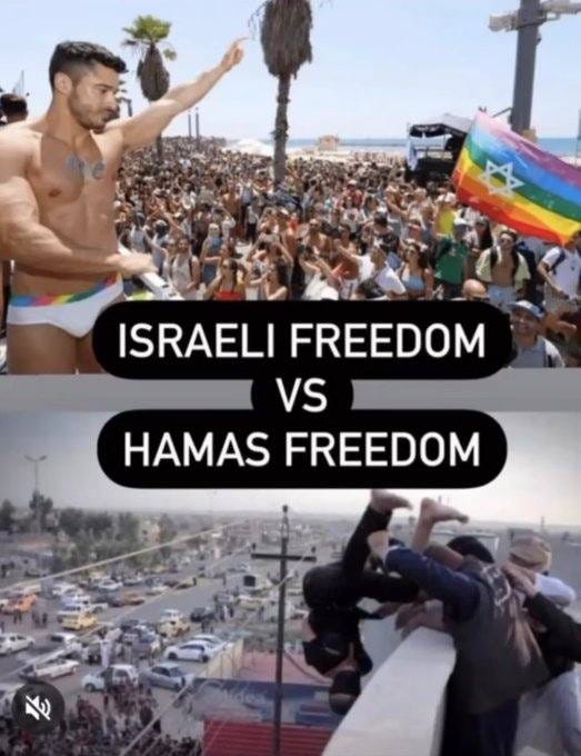 May be an image of 3 people and text that says 'ISRAELI FREEDOM VS HAMAS FREEDOM'