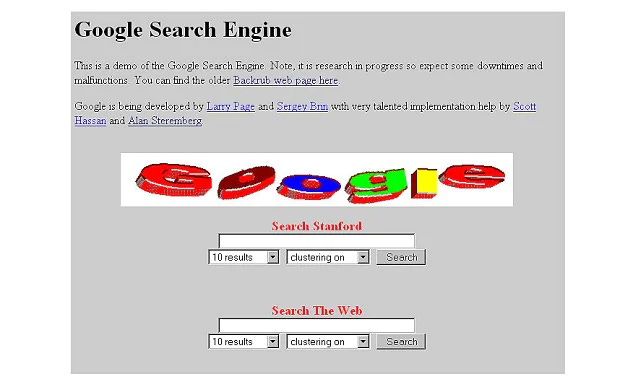 First version of Google website