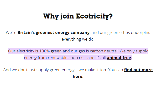 Figure 7 - Ecotricity 100% Green Electricity