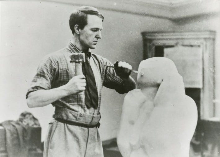 Henry Moore at work