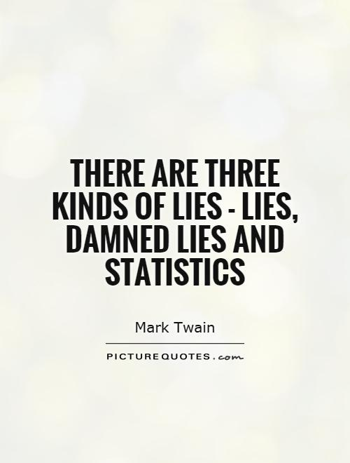 There are three kinds of lies - lies, damned lies and statistics ...