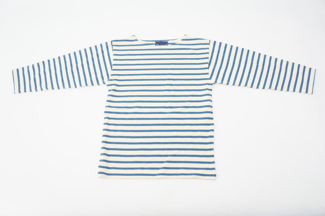 Vintage Breton Jersey 1980s French Mariniere Cotton Off White with Blue Stripes Classic Sailor Shirt Pablo Picasso Size S image 2