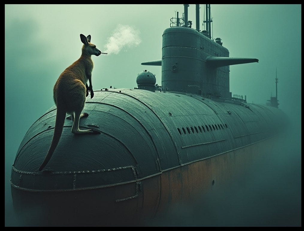 Serkan Öztürk on X: "AUKUS deal explained. Each year, one Aussie kangaroo  gets to hitch a lift on a US nuclear submarine to the destination of its  choice 🦘🦘🦘 https://t.co/R26OePCxvb" / X