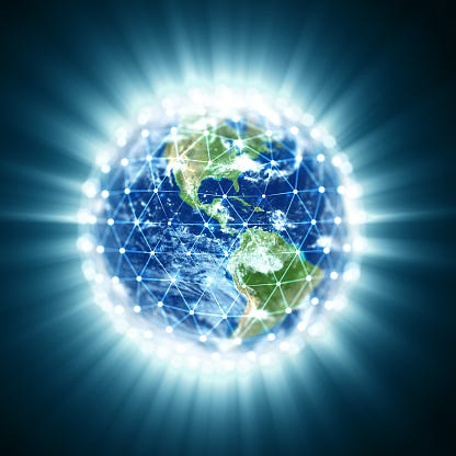 Earth With Global Network Global Information Grid World Communication ...
