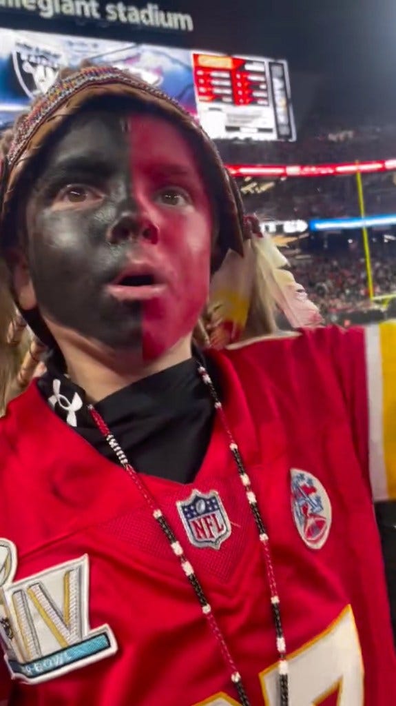 The 9-year-old football fan revealed the massive attention he's garnered after painting his face with a headdress as “a little scary.”